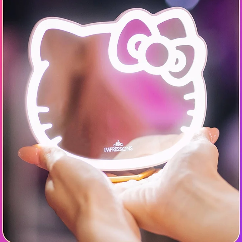 

Hellokitty Portable Mirror Small Mirror Desktop Led Light Makeup Mirror Cute Mirror Gifts Girlfriend