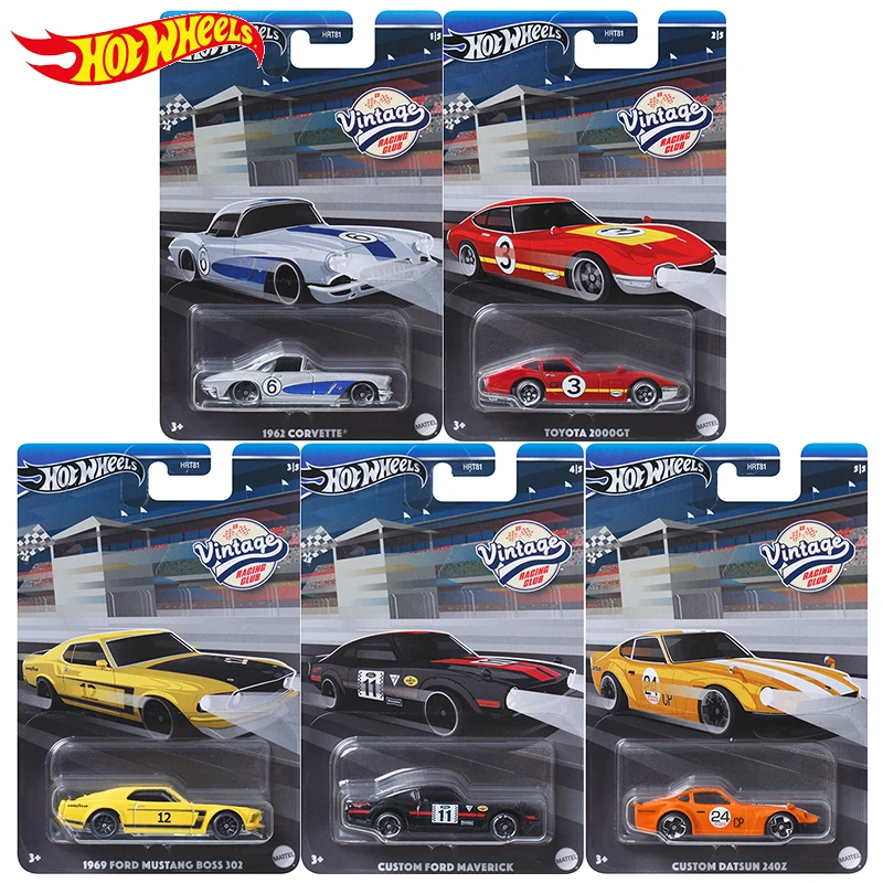 Official Hot Wheels Car  Vintage Racing Club Boy Toys Diecast 1/64 Ford Mustang Boss Toyota Corvette Custom Datsun Maverick Gift