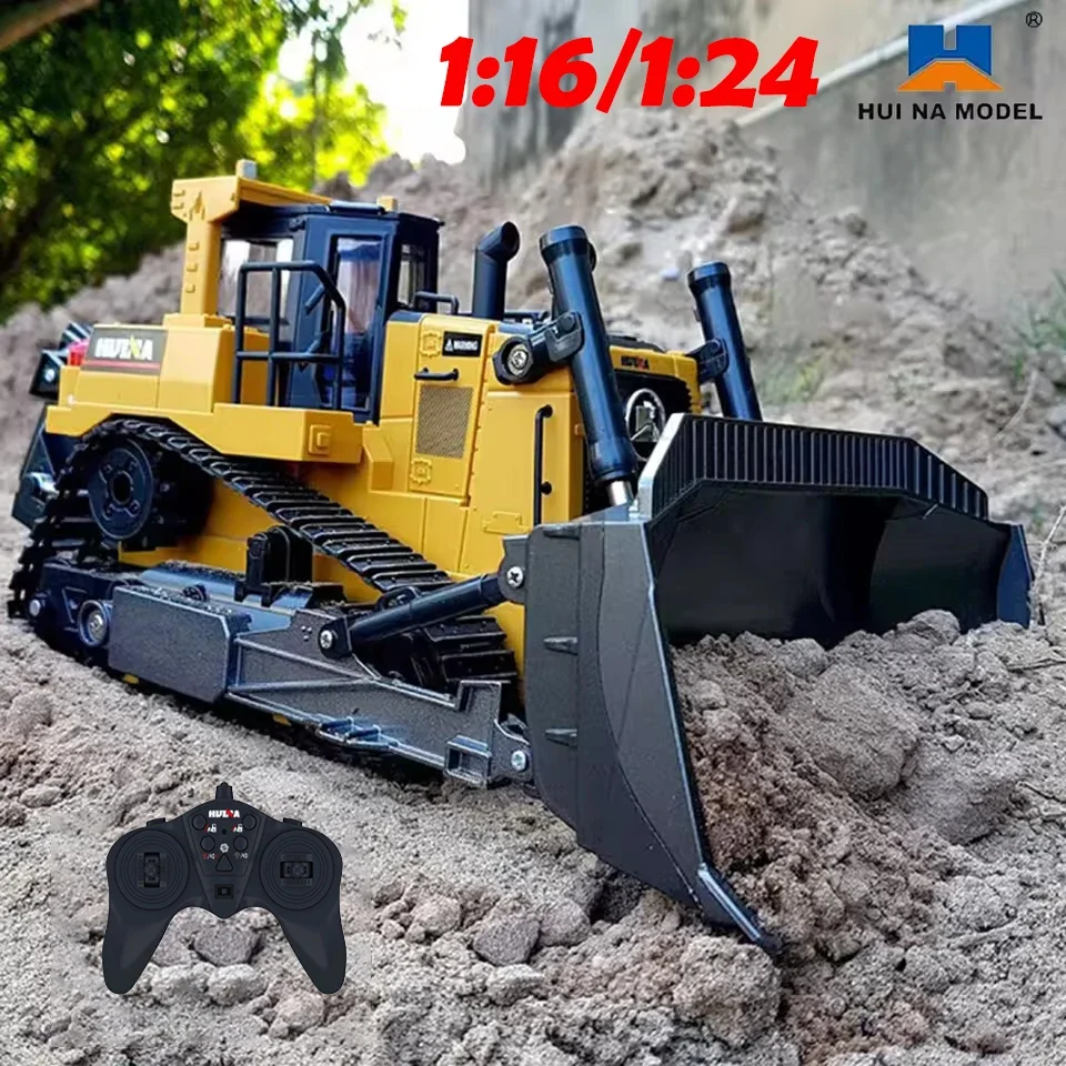 

HUINA 1554 RC Bulldozer Remote Controlled Truck Tractor Model 1:16 1/24 Crawler RC Bagger Engineering RC Excavator Toys for Boys