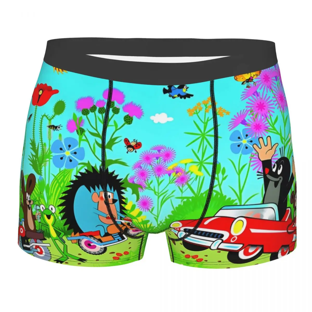 The Little Mole Car Underpants Breathbale Panties Man Underwear Print Shorts Boxer Briefs