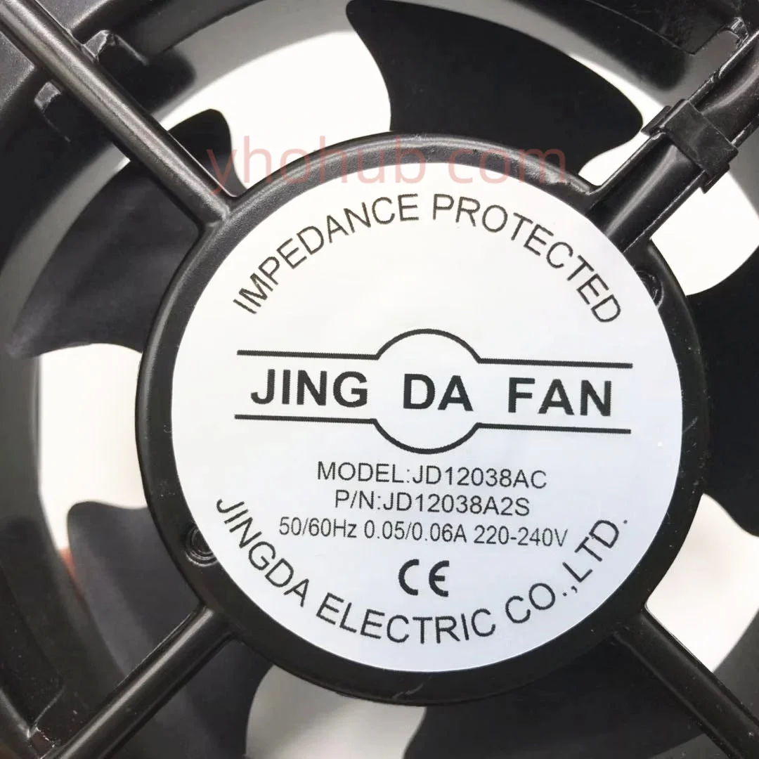 مروحة JING DA JD12038AC التيار المتناوب 220 فولت 0.06A 120x120x38 مللي متر مروحة تبريد خادم 2-Wire