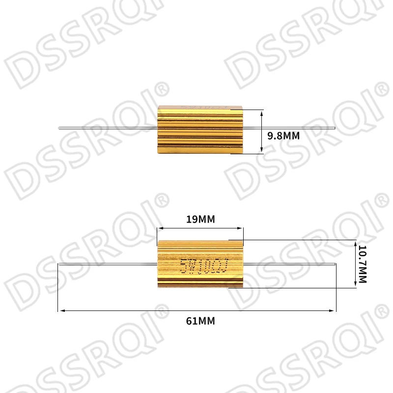 2PCS 5W Aluminum Power Metal Shell Case Wirewound Resistor 0.1 ~ 15K 0.5 1 2 5 6 8 10 50 100 200 300 1K 10K ohm RX24 Resistance