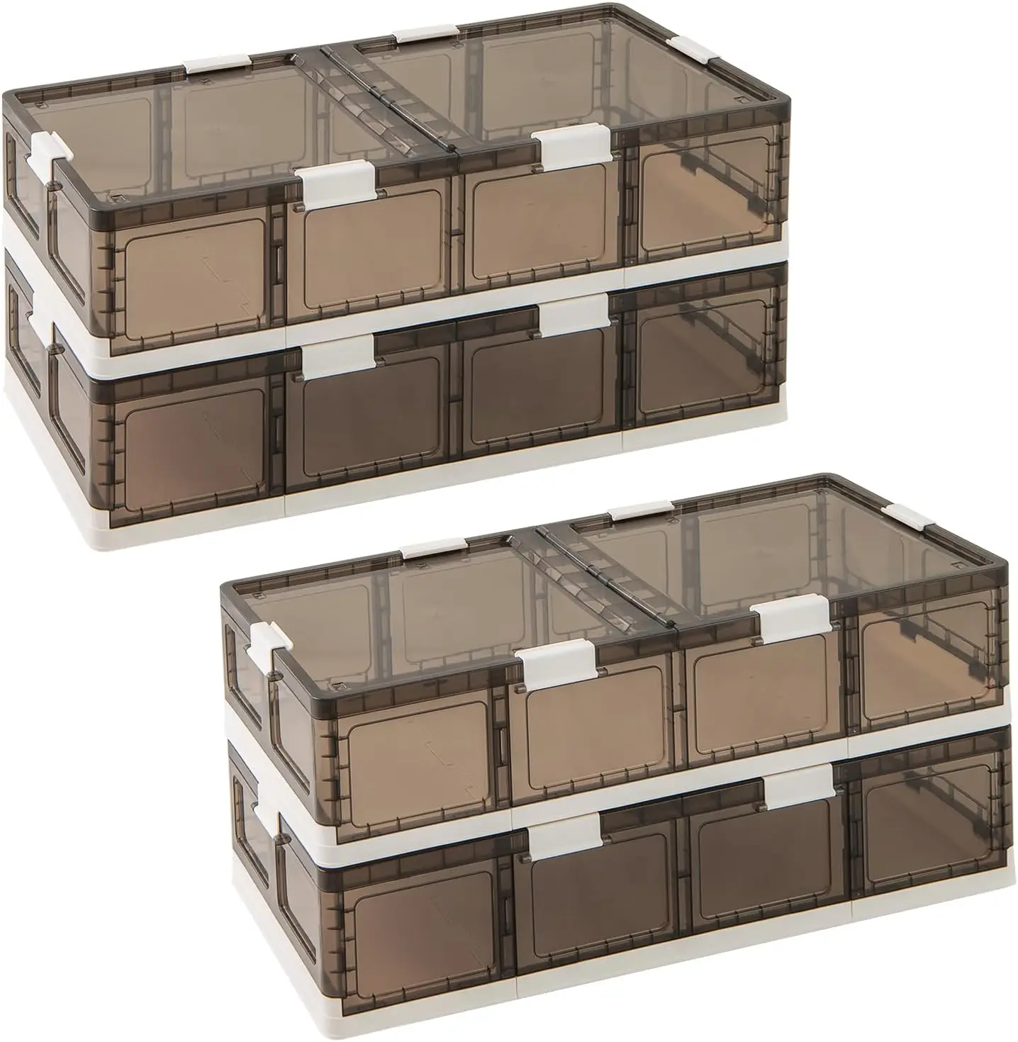 

53Gal Under Bed Storage Containers, 4 Pack Stackable Rolling Plastic Storage Boxes with Wheels & Lids, Clear Collapsibl
