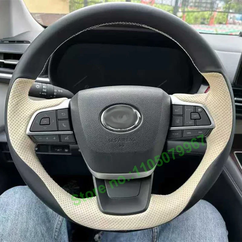 

DIY Hand-Stitched Non-slip Durable PU Leather Car Steering Wheel Cover for Toyota Corolla Highlander Interior Accessories