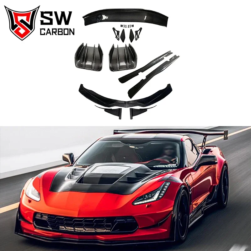 

Werks großhandel Corvette C7 Carbon Fiber Body Kit für Corvette C7 Z06 Front stoßstange Lippen seiten röcke Diffusor S