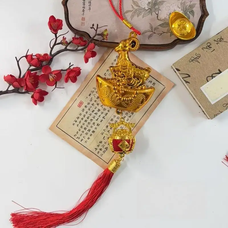 2027 Chinese New Year Lucky Goat Ornament Soft Red Tassel Cute Hanging Decor for Home Office Spring Festival Gift Giving