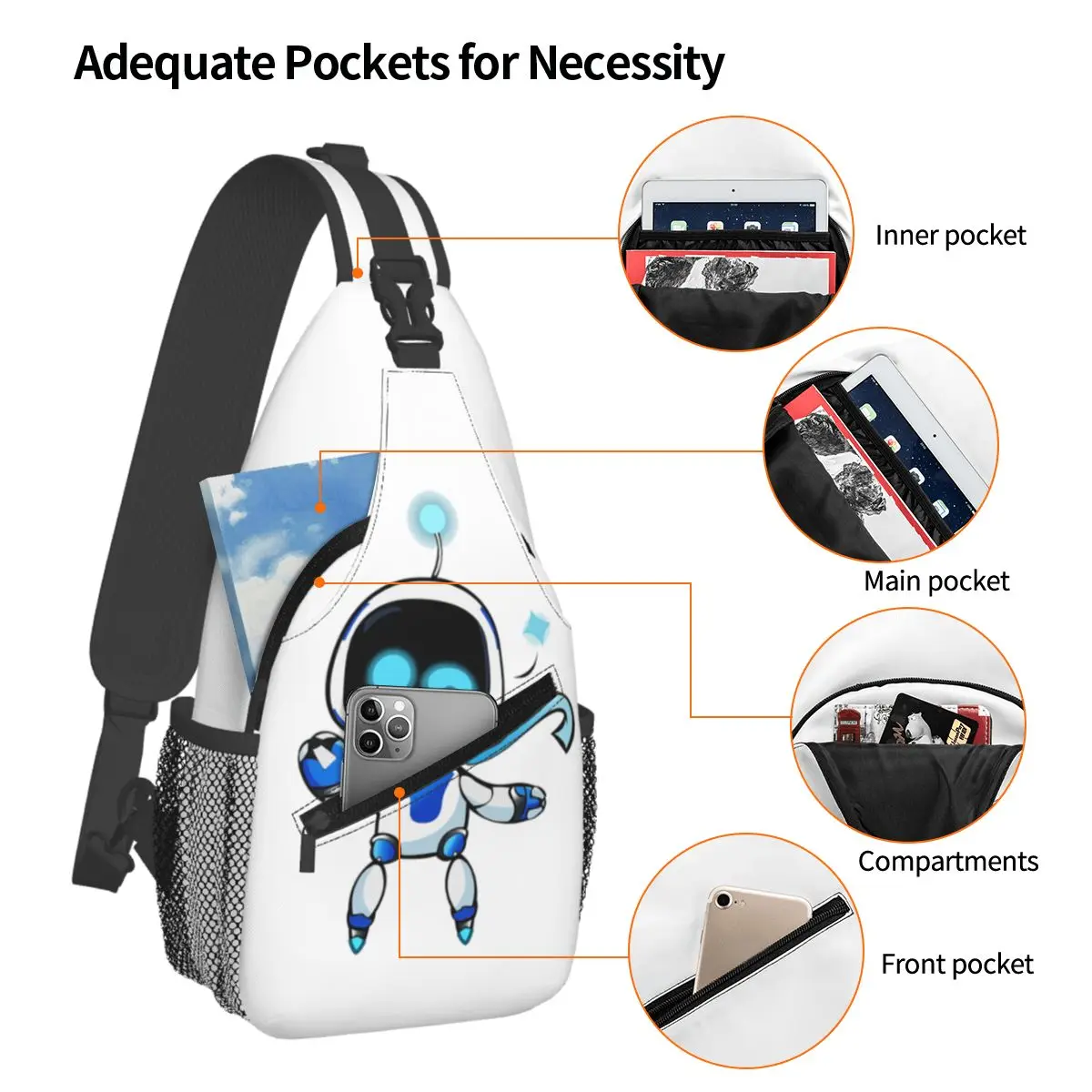 Astrobot Wink Chest Bag Men Sling Crossbody Backpack Chest Bag Traveling Hiking Daypack Shoulder Bag