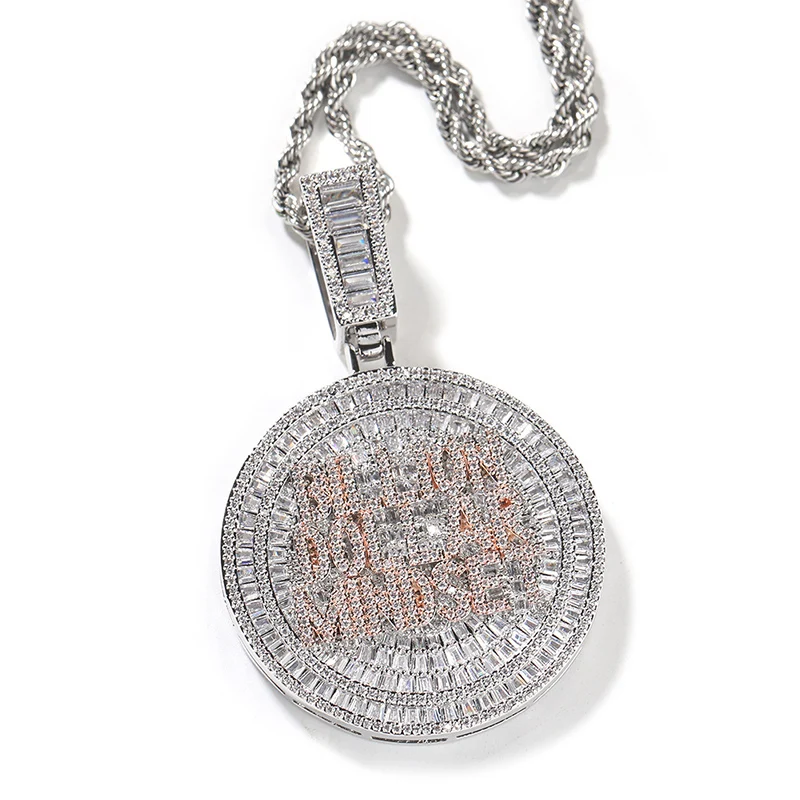 Hip Hop 5A+ CZ Stone Paved Bling Iced Out Billion Dollar Mindset Round Pendants Necklace for Men Rapper Jewelry Drop Shipping