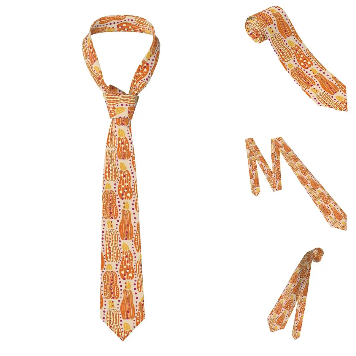 Yayoi Kusama Polka Pumpkin Necktie for Men Silk Polyester Slim Neck Ties Wedding Accessories Tie Casual Gravatas