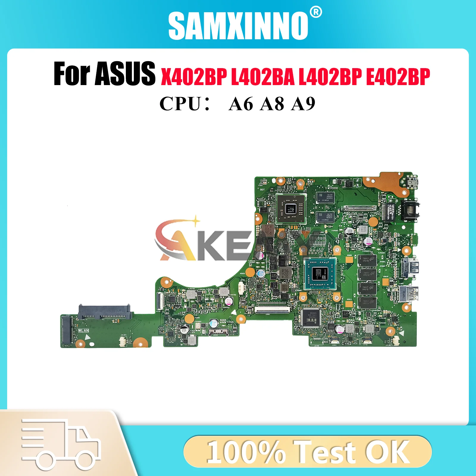 

E402BP Материнская плата для ноутбука ASUS EeeBook L402BP E402BP E402B X402BA X402BP L402BA Материнская плата с процессором A6 A8 A9 ОК быстрая доставка