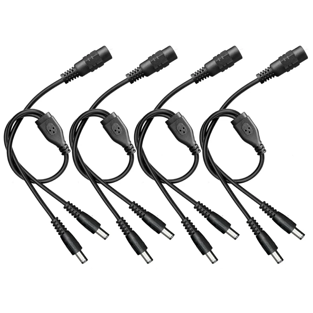 1 to 2 Way DC Power Splitter Cable, 1 Female to 2 Male Connector, DC Plug 5.5mm x 2.1mm