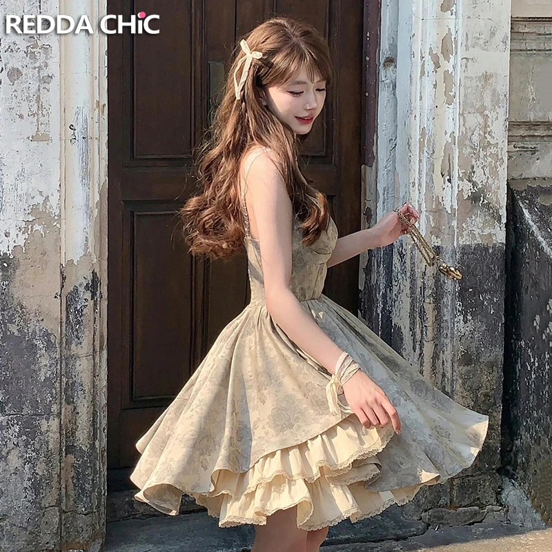 

Романтическое Платье принцессы REDDACHiC с розой, женское платье-мини с цветочным принтом, оборками, пышная кофта, цельный костюм, ретро-одежда в средневековом стиле