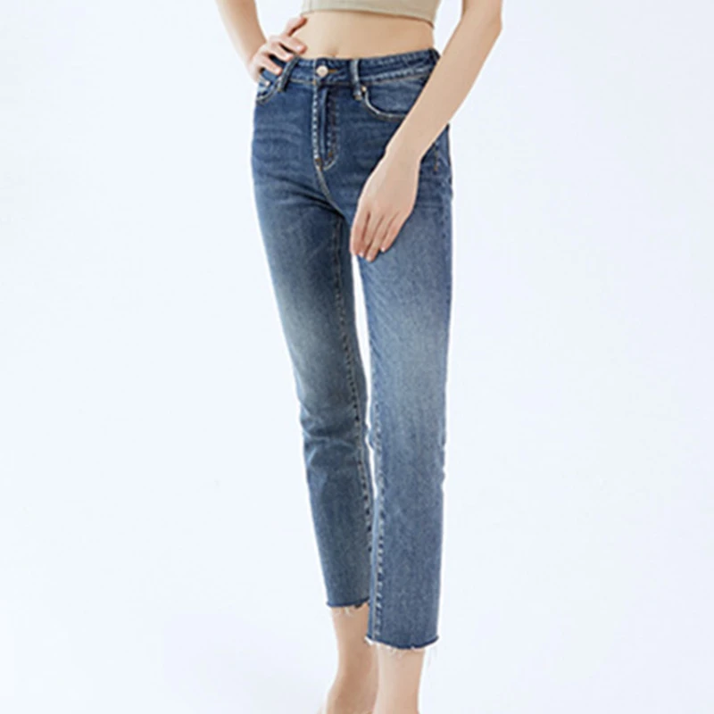 Women Slim Stretch Jeans High wasit Fashion Female Cropped Denim Pants