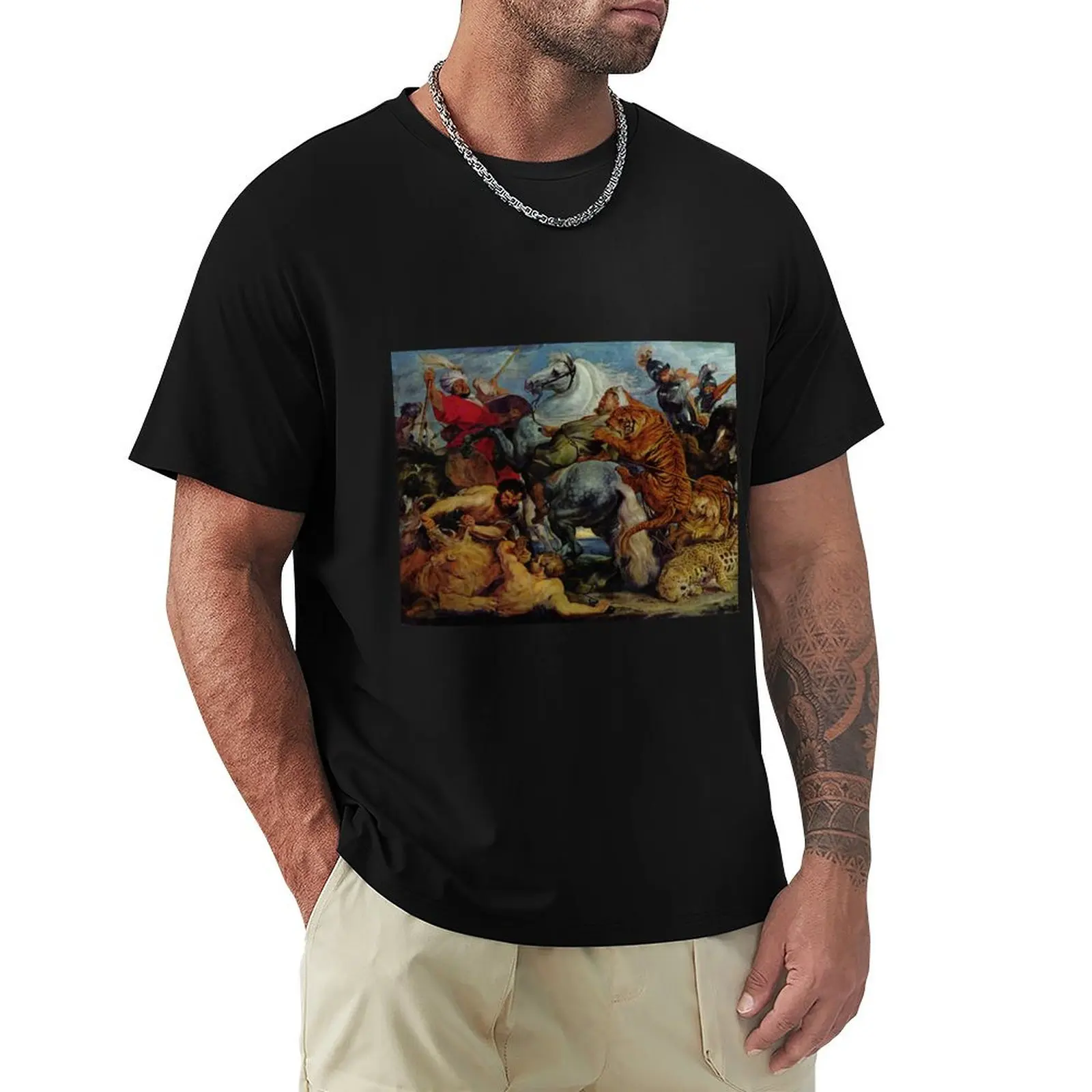 

Peter Paul Rubens's Tiger Hunt T-Shirt sweat Funny t-shirts affliction shirts Luxury man mens t shirt