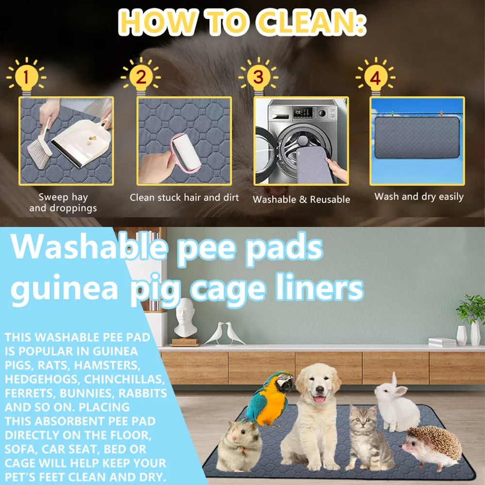 Maulwurfskäfig-Unterlage, Waschbare Maulwurfskin-Pad, Wiederverwendbare und Rutschfeste Urinunterlage für Maulwürfe, Katzen, Hunde und Kleintiere – Detail 10