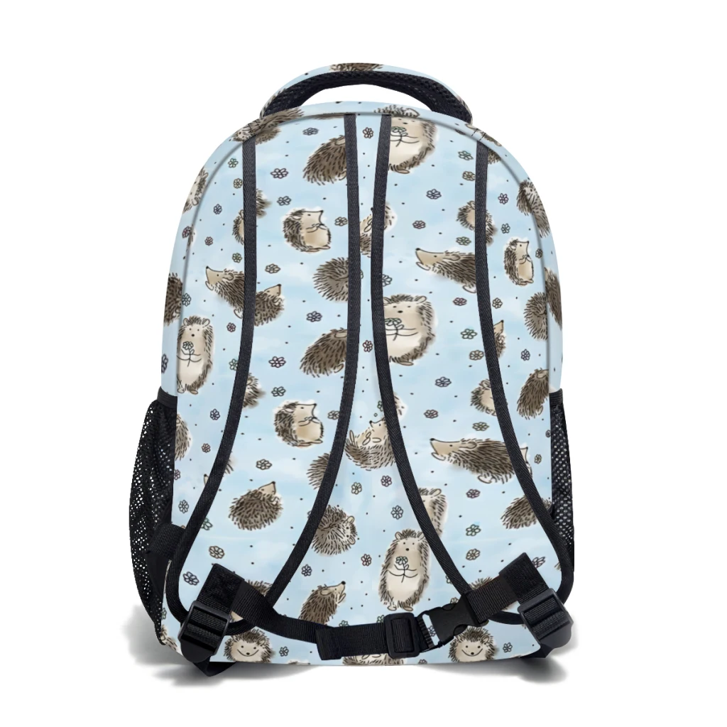 Pastel hedgehog print New Female Fashion High Waterproof College Backpack Laptop Travel Book Bag 17inch