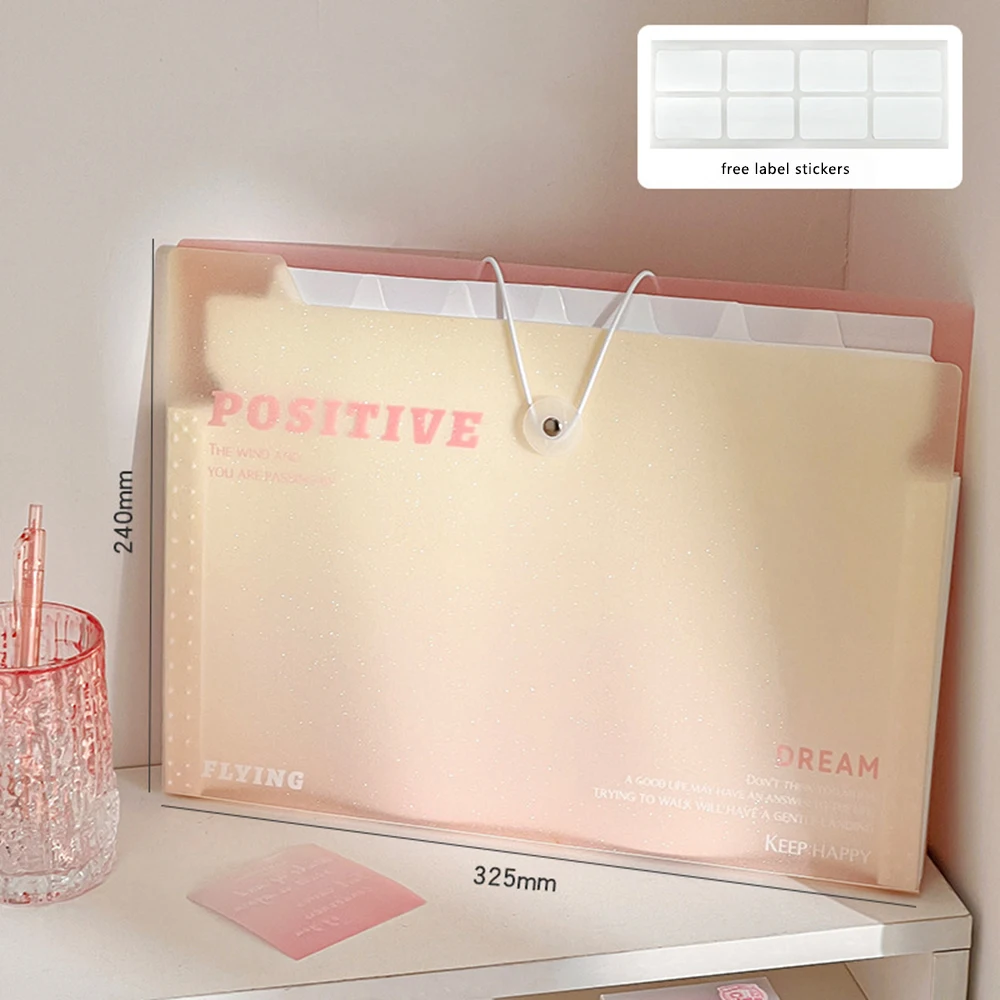 8 Pockets Waterproof A4 File Folder Large Capacity File Organizer PP Thickened Document Classification Folder School Office