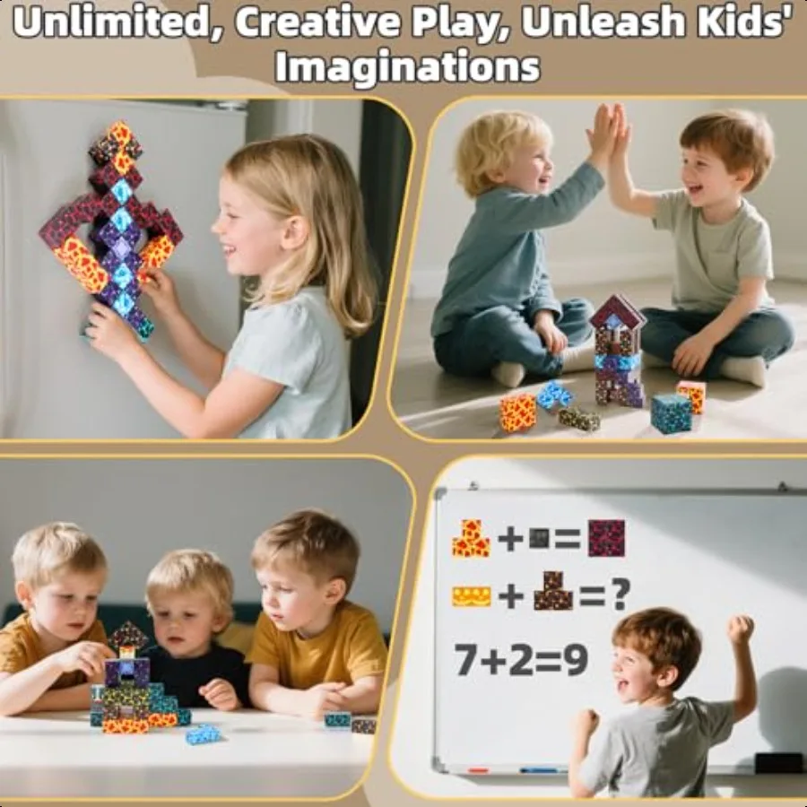 Bloques magnéticos 100 Uds. Bloques de construcción magnéticos bloques magnéticos construyen juguetes de apilamiento mundial 3D juguetes educativos sensoriales STEM regalos S
