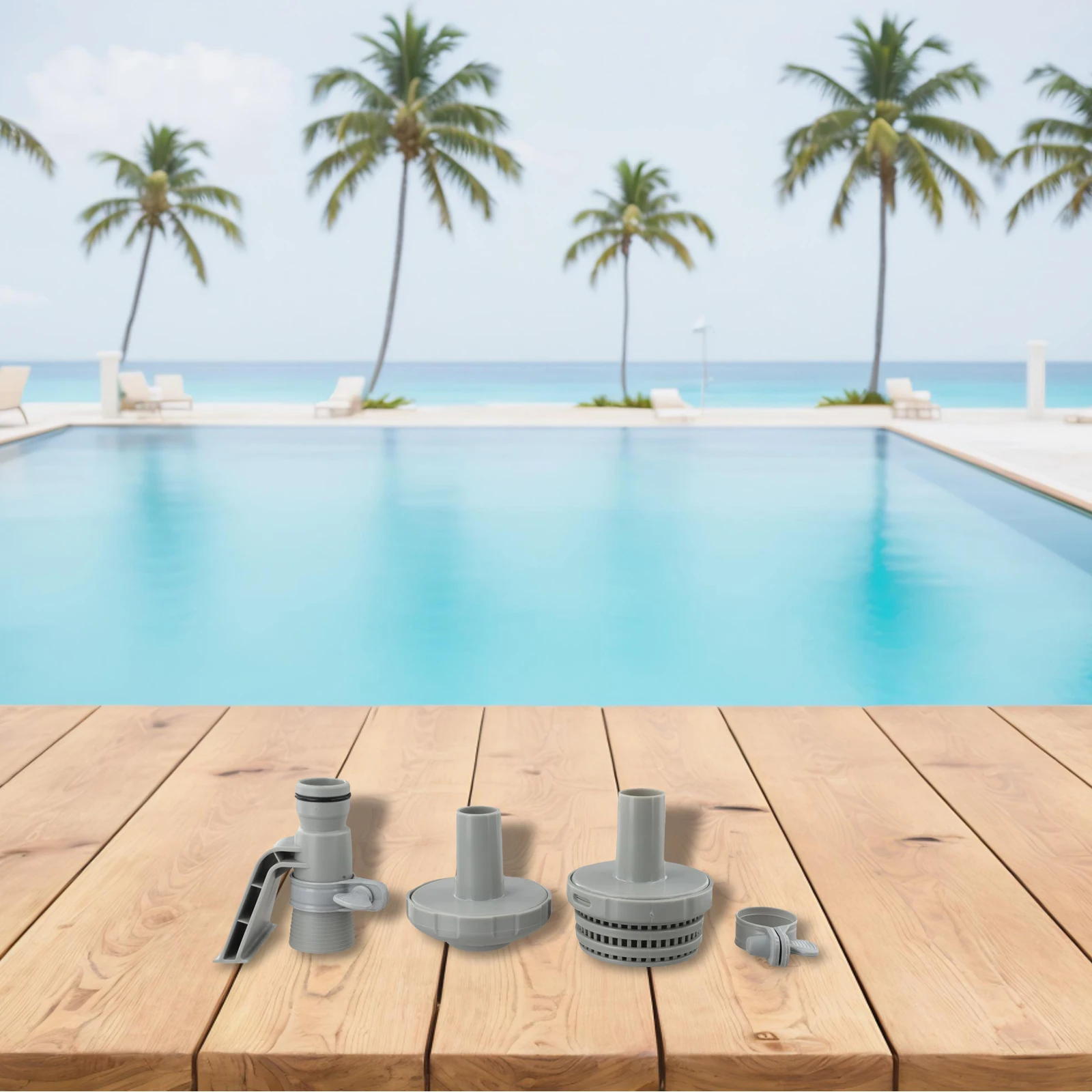 

1.25'' Nozzle Hose Holder Rubber Sealed Ring Versatile Compatibility Complete Installation Kit Above Ground Swimming Pools