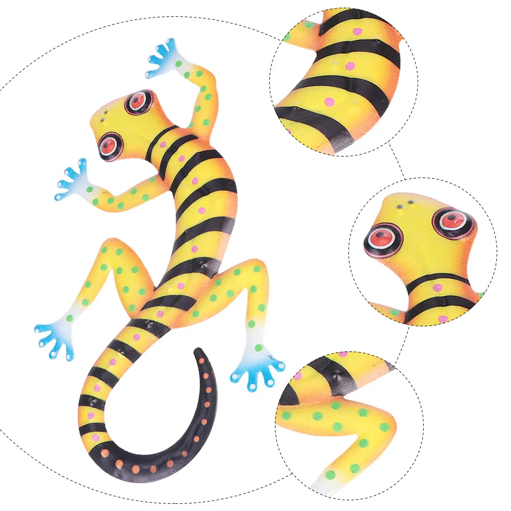 Eisen Wandbehang Gecko Skulptur 3D Metall Dekor Schmiedeeisen Eidechse Ornament Hausgarten Veranda Tür Fenster Leicht Bunt