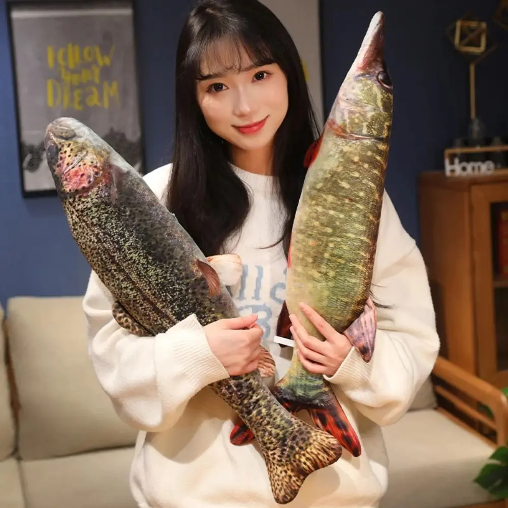 

Perch Simulation Fish Plush Pillow Stuffed Grouper Cartoon Fish Plush Toy PP Cotton Soft Fish Anime Pillow Dolls Bedroom