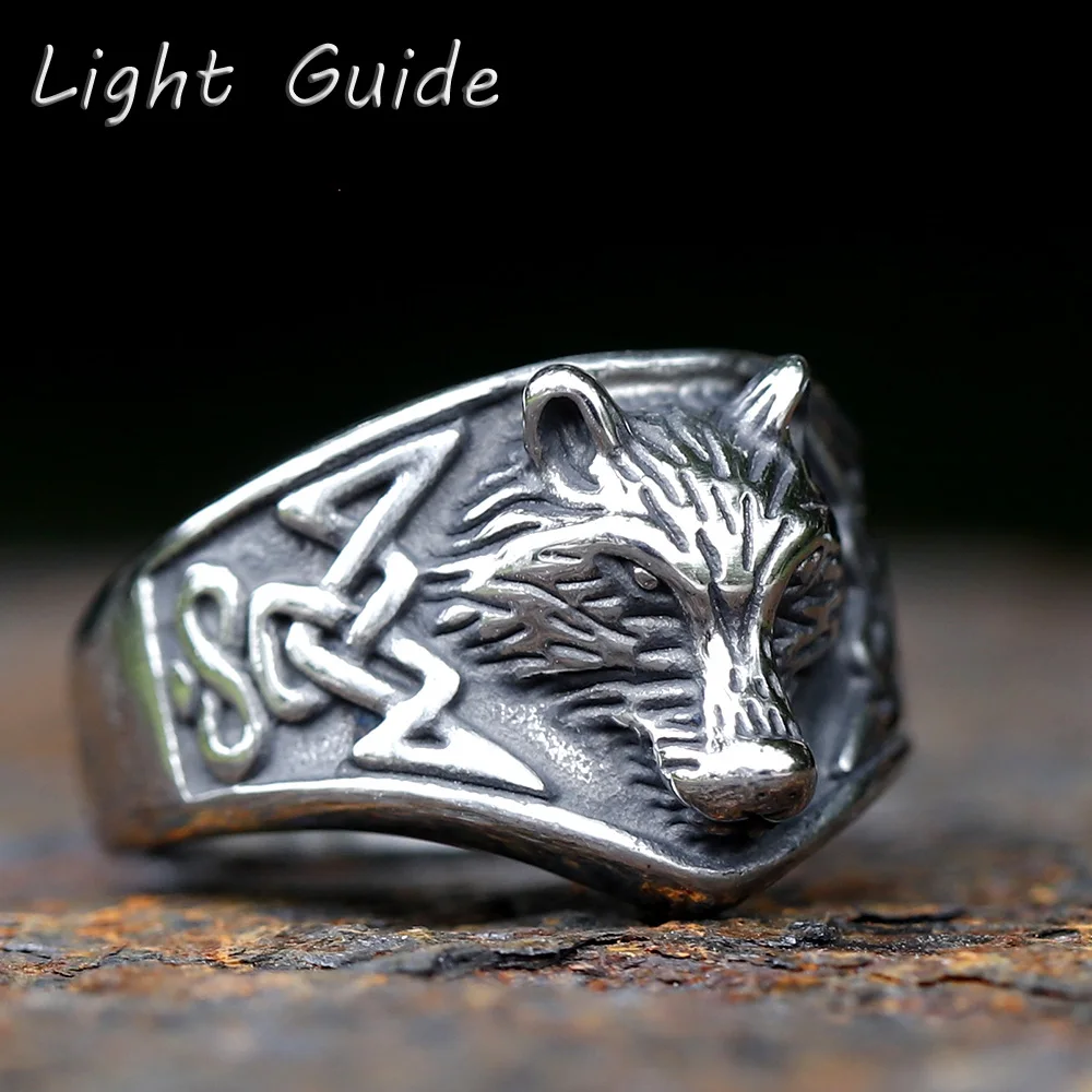 2023 Nieuwe Mode 316l Roestvrij Staal Viking Wolf Hoofd Ring Punk Vrouwen Mannen Unisex Slang Dier Sieraden Gratis Verzending