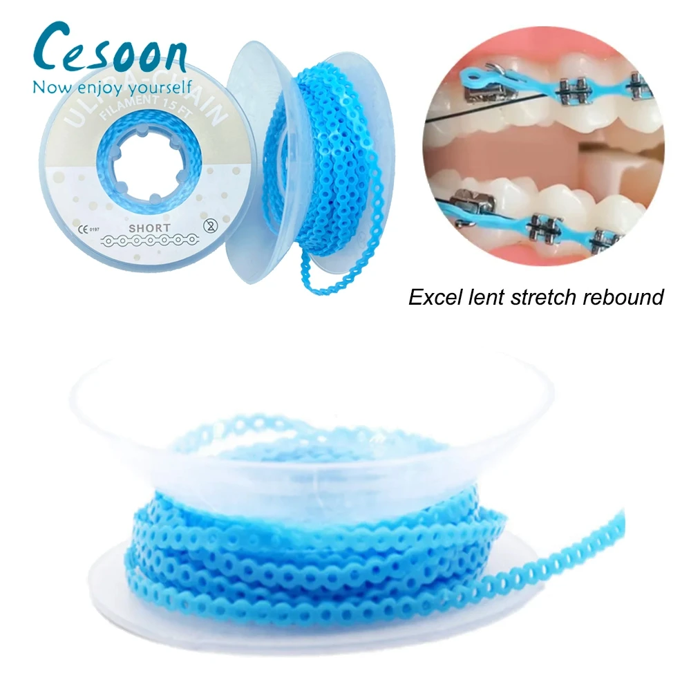 4.57m/Roll Dental Orthodontic Elastic Ultra Power Chain Rubber Band Short/Long/Continuous Dentist Power Chain Ortho Material