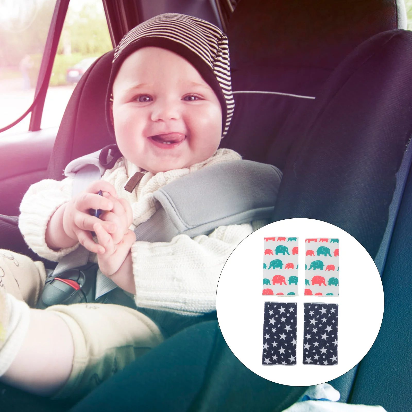 مجموعتان من أغطية الأمان وسادات الكتف وتصميم ملون وحزام مريح وإكسسوارات السيارات