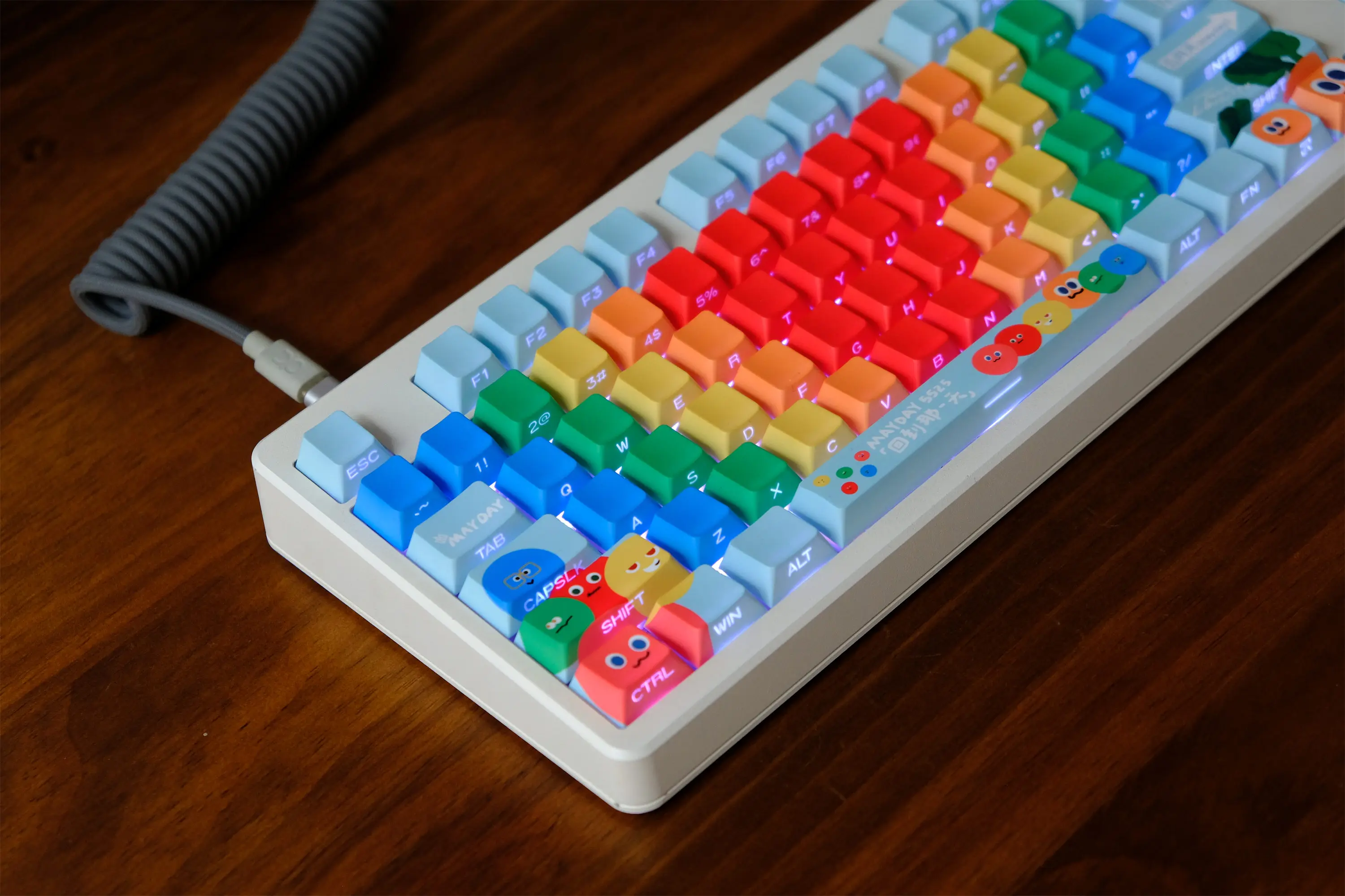 

Набор боковой подсветки Mayday, колпачки для клавиш, 131 клавиша, PBT Cherry Profile DYE-SUB для переключателя MX, механическая клавиатура, раскладка ISO ANSI