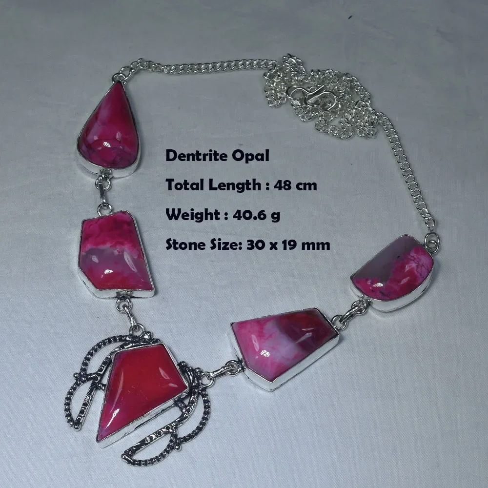 Genuine Ruby Emerald Rose Quartz Dentrite Opal Agate Jasper Necklace Pendant Silvers Overlay over Copper