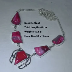 Genuine Ruby Emerald Rose Quartz Dentrite Opal Agate Jasper  Necklace  Pendant Silvers  Overlay over Copper