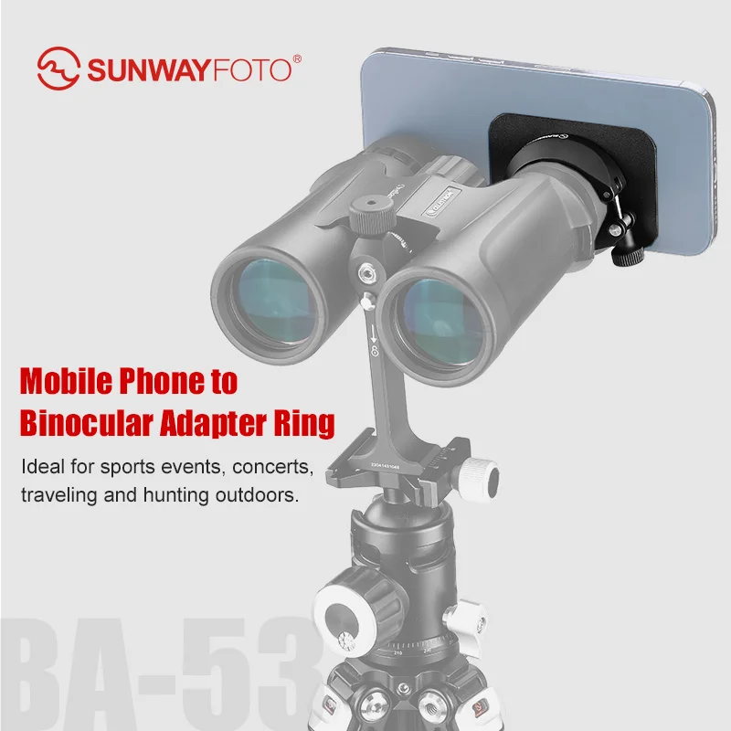 SUNWAYFOTO BA-53 Cell Phone Adapter for Binocular, Universal Smartphone Mount for Binocular, compatible with Eyepiece Outer Diam