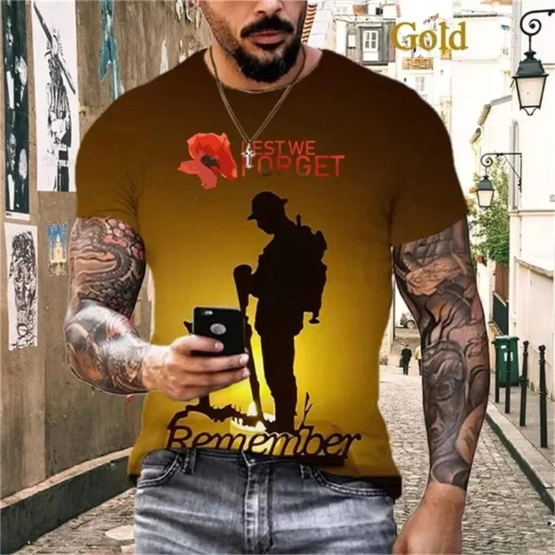 Soldier Pattern Men's Street T-Shirts Summer Short Sleeve Ex-serviceman 3d Print Male Casual Tops 6XL Plus Size O-Neck Tee
