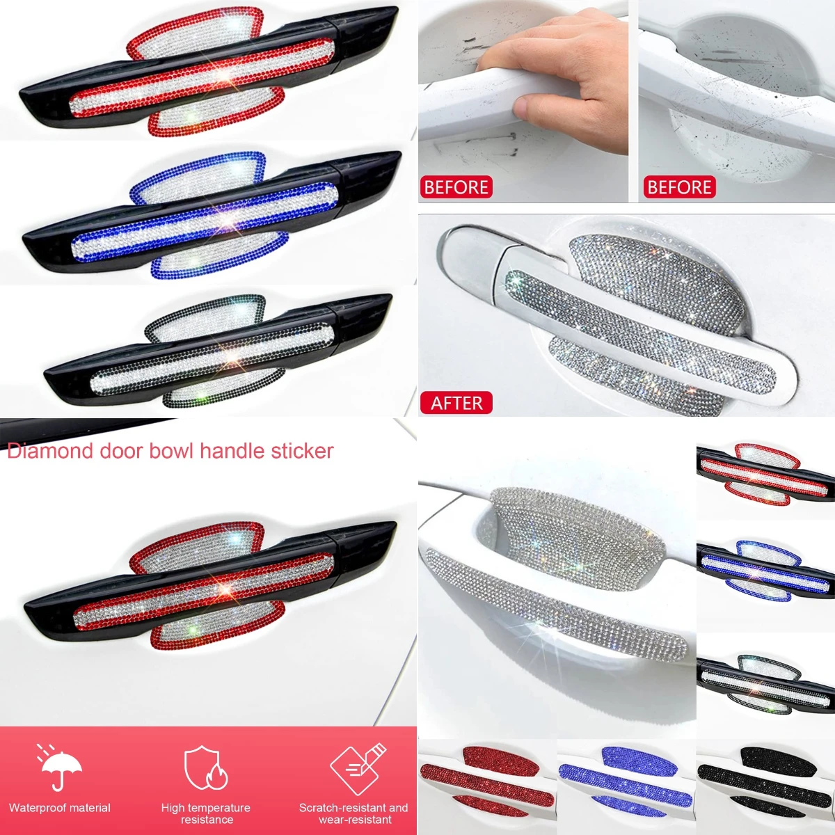 

Door Bowl Handle Protector Stickers Accessories Car For Dodge Charger Challenger Durango Journey Grand Caravan Dart Nitro Calibe