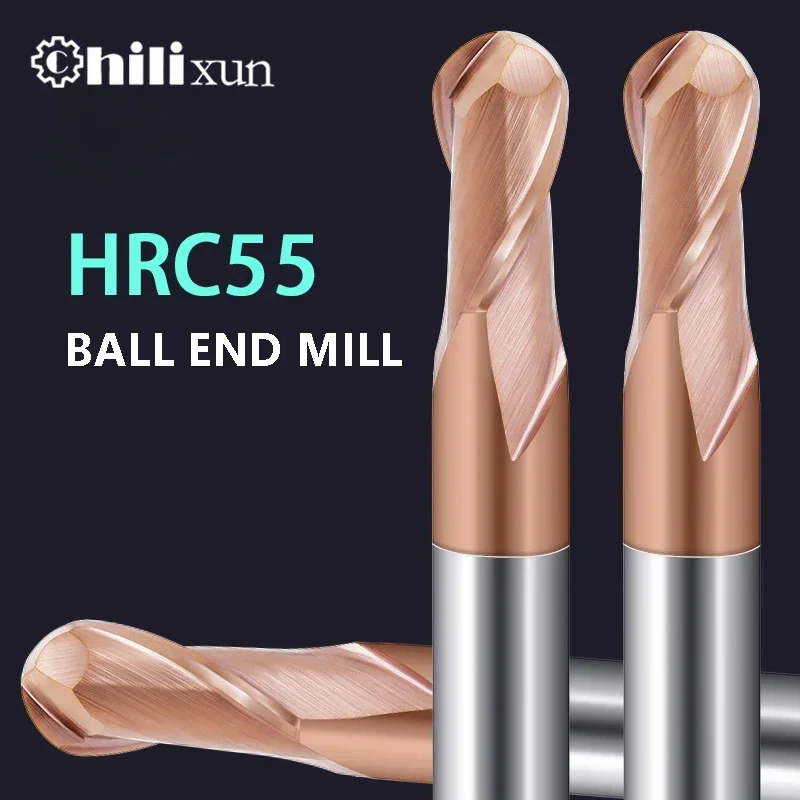 

HILIXUN Ball End Mill HRC55 2 Flute Tungsten Carbide Cutter CNC Router Bit Milling Tool R0.5 6mm Milling Cutter for Metal Фрезер