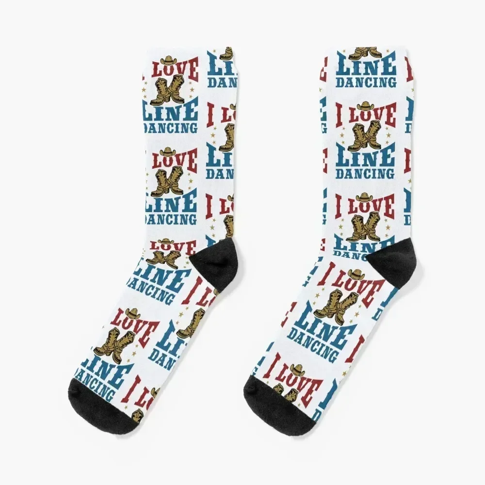 

I Love Line Dancing Socks christmas stocking moving stockings aesthetic custom sports Boy Socks Women's