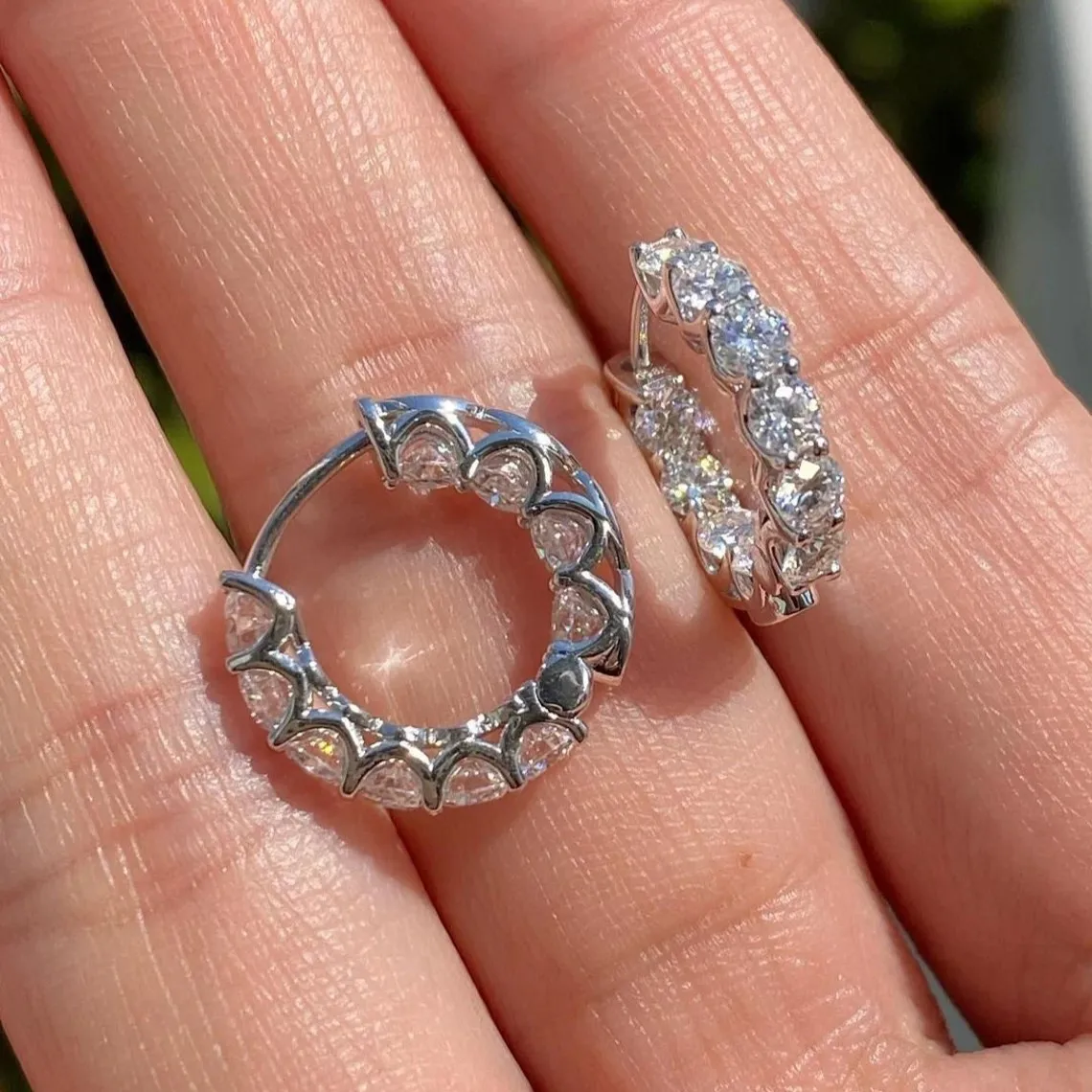S925 Sterling Silver Studs Fancy Ear Backs Chic Diamond Earrings Versatile All Diamond Stylish Earrings