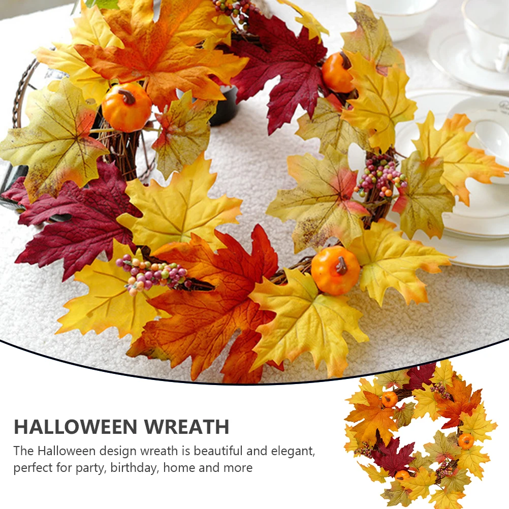 

Halloween Wreath Decor Door Hanger Pumpkin Berry Leaf Design Home Hanging Wreath Shop Window Front Door Wall