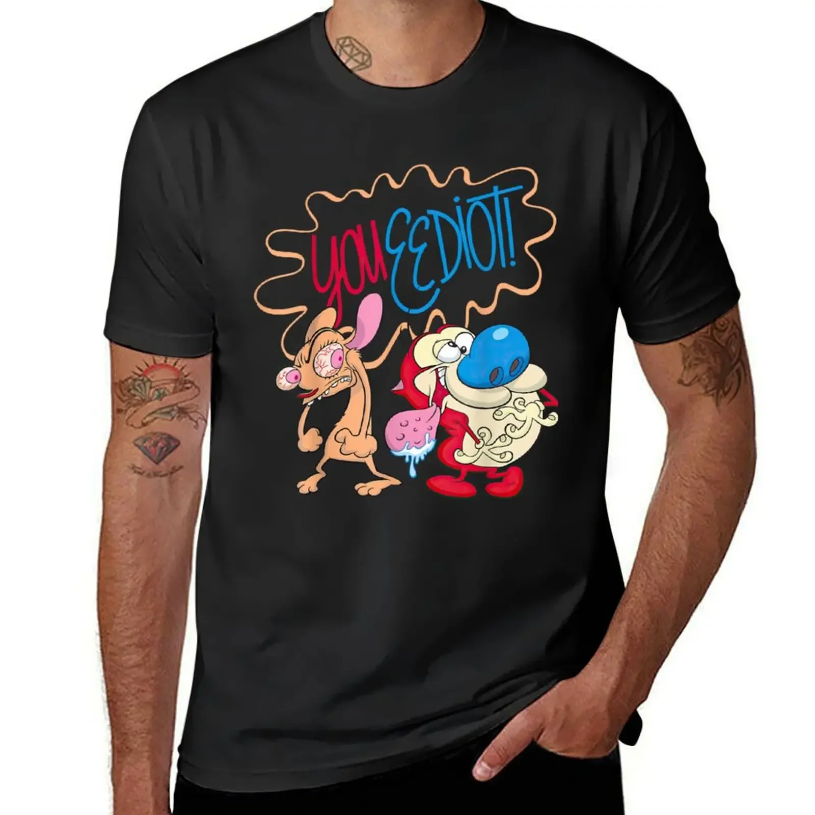 Ren and Stimpy You Eediot T-Shirt Aesthetic clothing new edition Blouse workout shirts for men