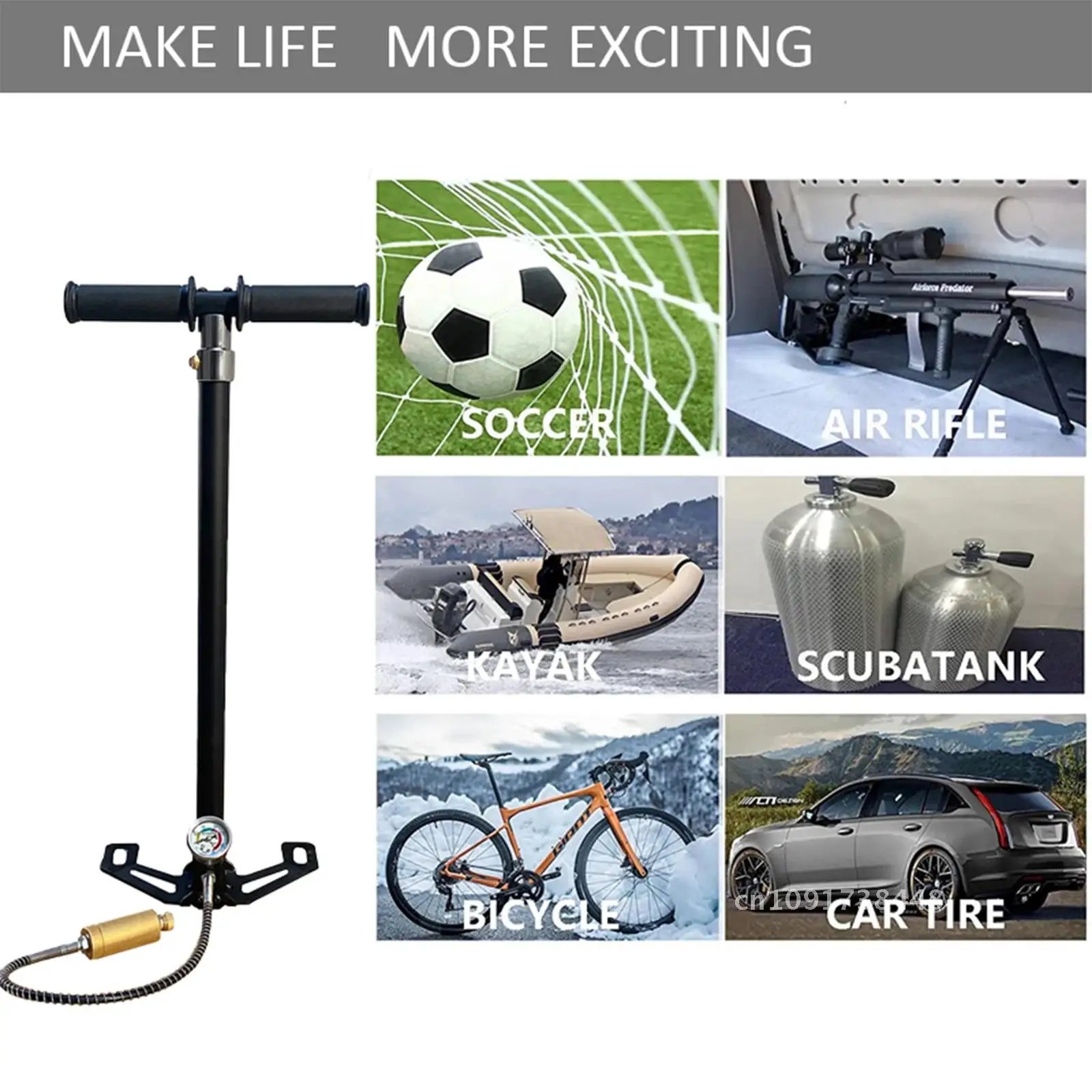 NUOGE 30mpa 4500Psi 4 Stage PCP Hand Pump Air Compressor 300bar Pressure High Car Bicycle Hunting Rifle Air Tank Operated HPA