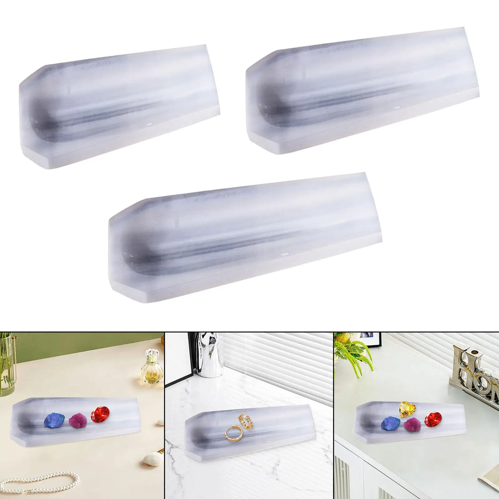 Cristallo di selenite, organizzatore di gioielli, piatto di cristallo semplice, ricarica di selenite