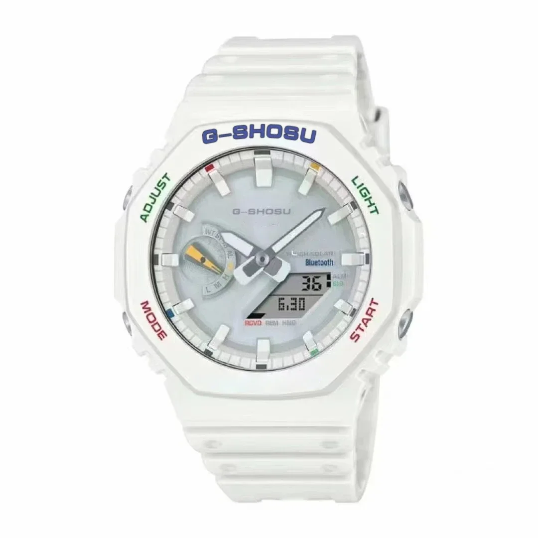 ساعة رياضية رقمية للرجال إلكترونية 2100 كاملة الوظائف بالتوقيت العالمي LED مصباح رفع يدوي تلقائي مقاوم للماء من سلسلة البلوط