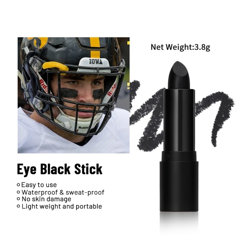 Eye Balck Lip Stick for Sports Halloween Cosplay Costume Parties Makeup High-pigmented Black Stick