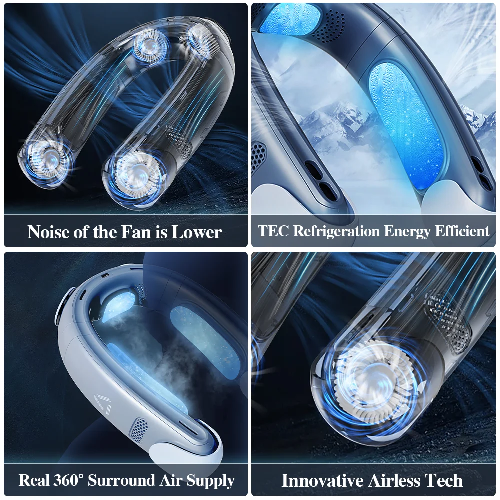 샤오미 휴대용 목 선풍기, USB 충전식 전기 선풍기 TYPE-C, 10W 플래시 충전, 에어 쿨러 환풍기, 캠핑 선풍기, 5000mah 배터리