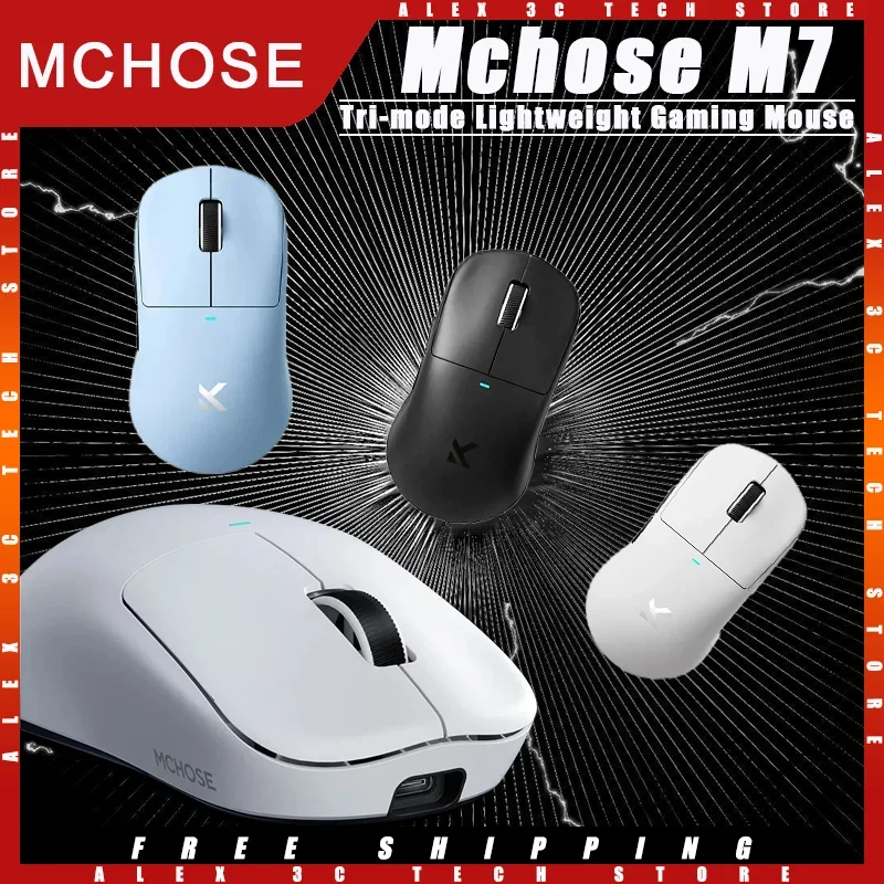 Mchose M7Pro/Ultra Wireless Gaming Mouse Tri-mode PAW3395 Sensor Lightweight 8kPolling Rate Customized E-sports GamerAccessories