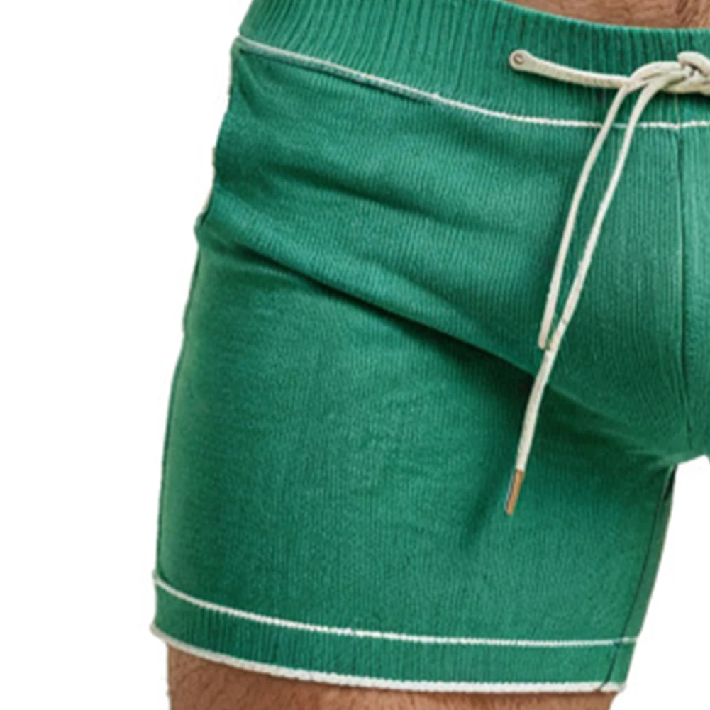 

Beach Sports Green Mens Summer Shorts Drawstring Shorts Slim Fit Solid Color Elastic Waistband Fashion Streetwear