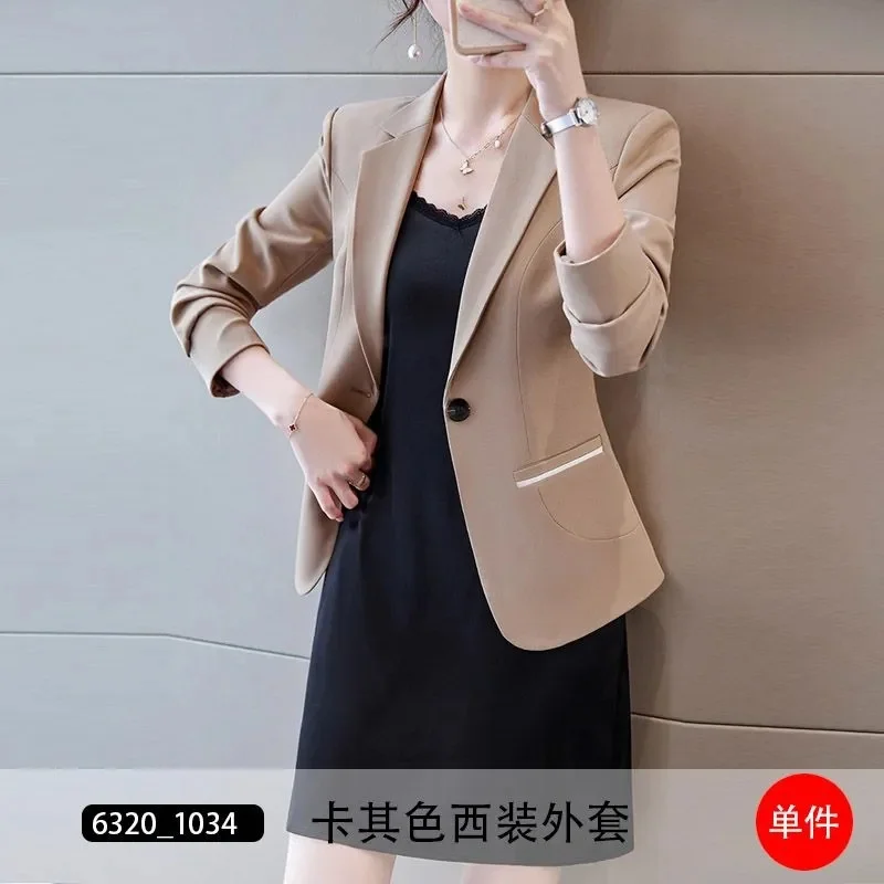 Chaqueta de traje negro para mujer primavera otoño 2025 nuevo abrigo Blazer de alta calidad prendas de vestir de temperamento pequeño cintura Casual prendas de vestir Top femenino