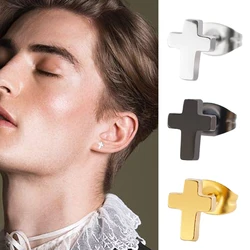 1 pair Punk Korean Fashion Earrings Cross Stainless Steel Earrings Cross Stud Earrings Women Jewelry Studs Small Earrings