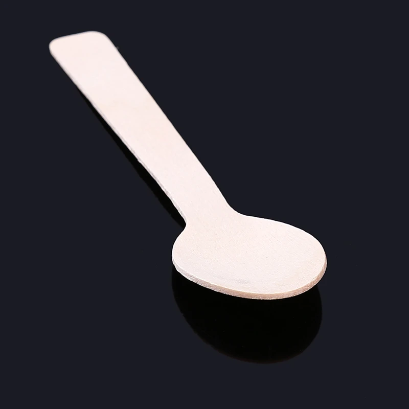 100Pcs/Pack Disposable Wooden Spoon Ice Cream Scoop Coffee Honey Spoon Teaspoon Tableware Mini Cutlery Set Kitchen Accessories