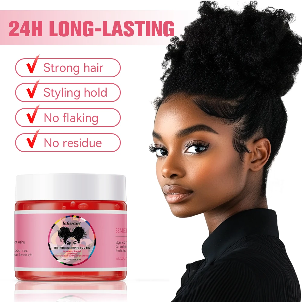 Strong Edge Control Hair Gel Thick Edges Wax Styling Gel Non-Graasy Non-Flaking No White Cast Long Lasting Support All Hair Typ